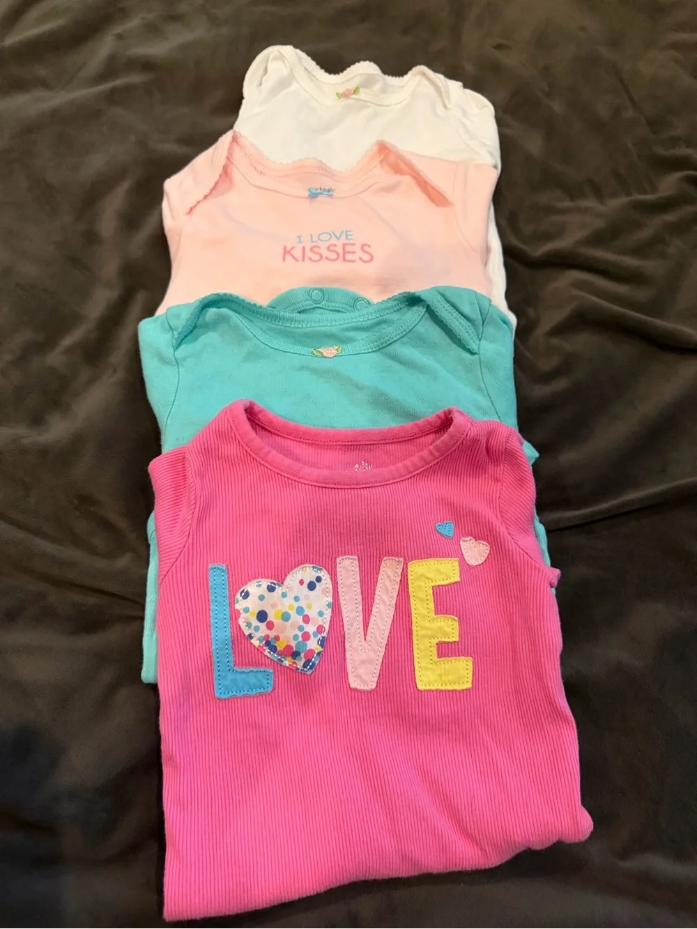 Baby Girls Long Sleeve Onesies - Pink, Hot Pink, Teal, White - 4-Pack